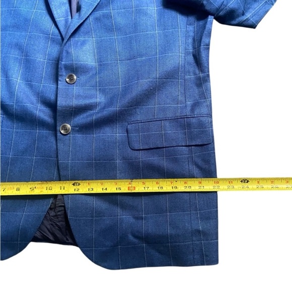 JACK VICTOR Mens 42 R Blue Plaid taly Wool Bamboo Blazer Sport Coat Suit Jacket - Picture 7 of 8